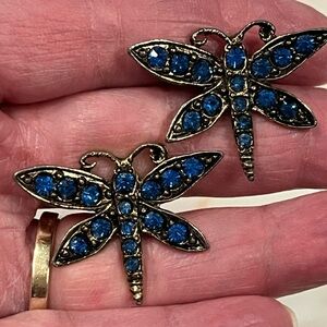 Elegant Blue Gem Butterfly Cuff Links